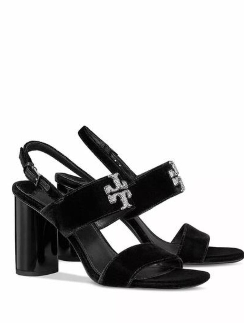 Tory Burch Eleanor Pavé Heeled Sandals Black Size 10